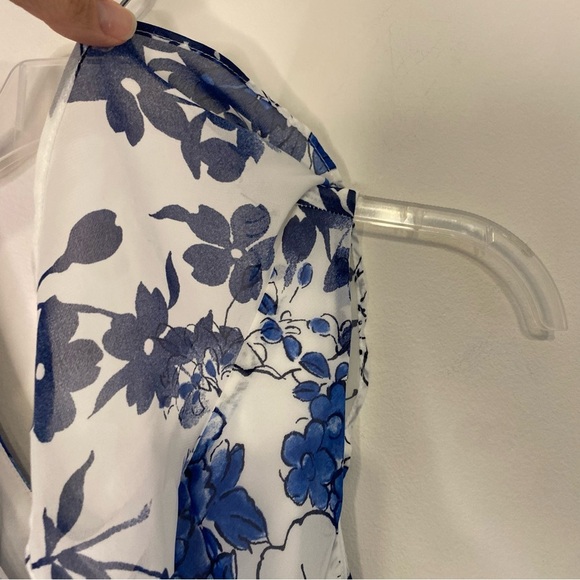 Signature by Robbie Lee Blue Floral Sleeveless Ruffles Flowy Maxi Dress 4P Y2K - Picture 8 of 14